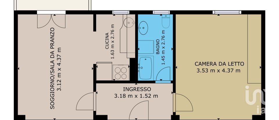 Three-room apartment of 45 m² in Genova (16131)