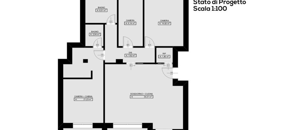 Four-room apartment of 119 m² in Rho (20017)